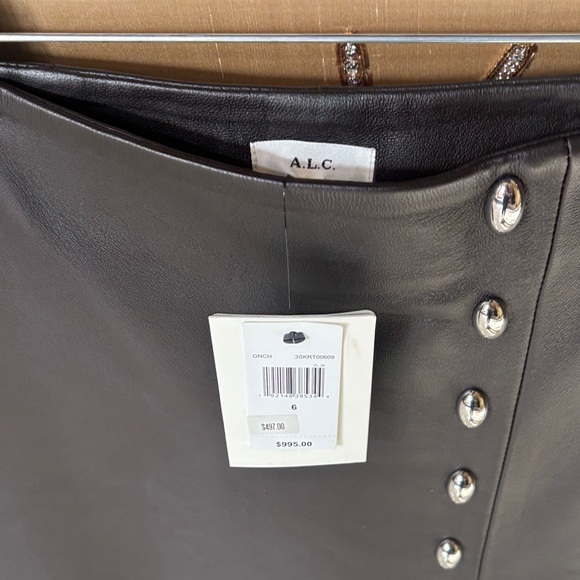 A.L.C. Black Studded Leather Pencil Skirt - Picture 2 of 11
